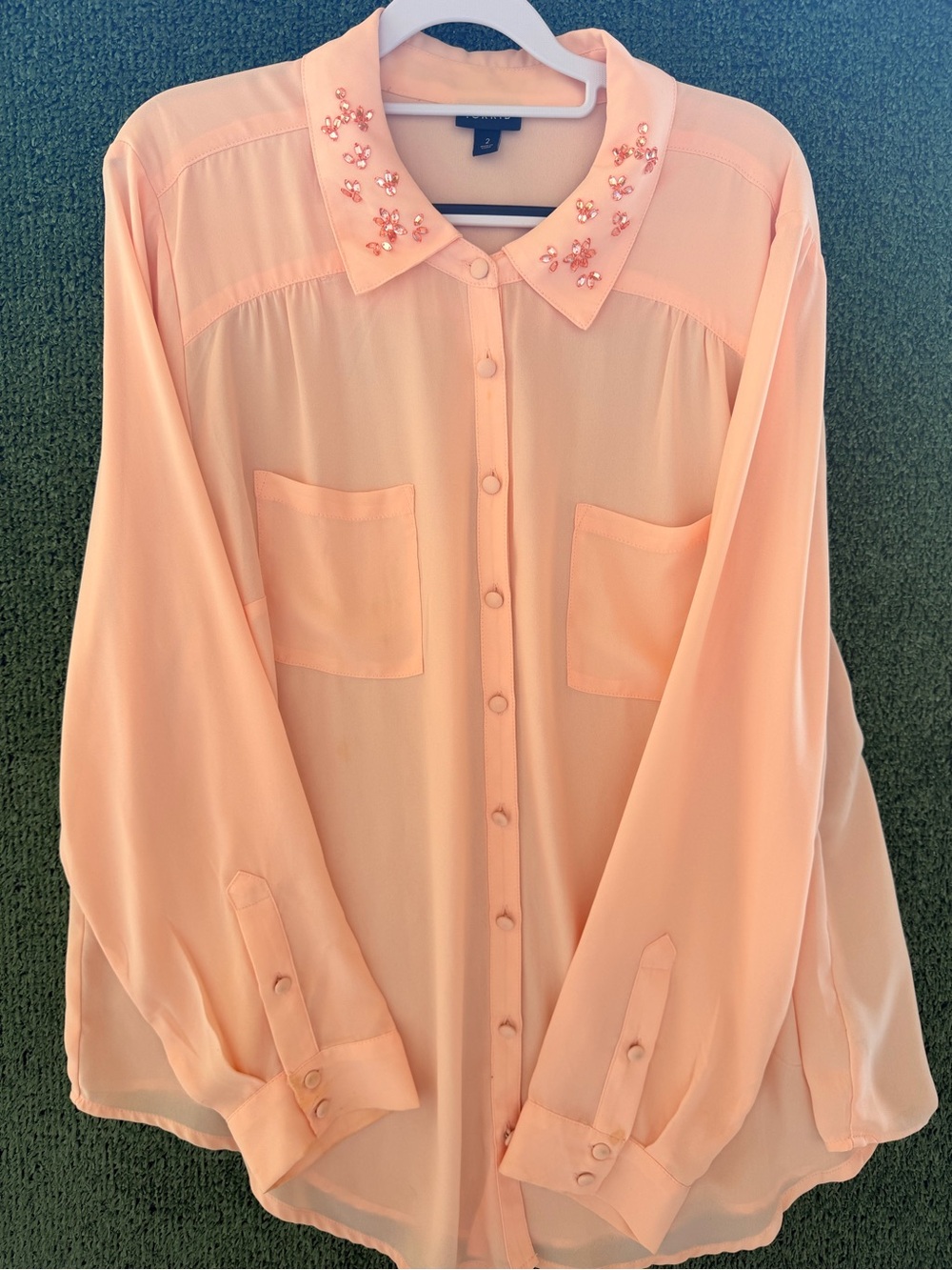 Torrid Embellished Collar Peach Blouse - Women Size 2